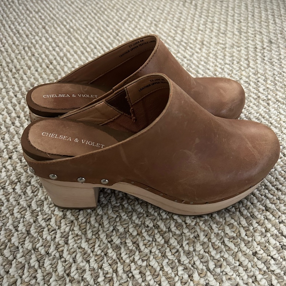 Brown Leather Clogs - image 2